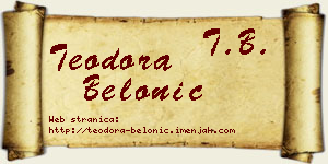 Teodora Belonić vizit kartica